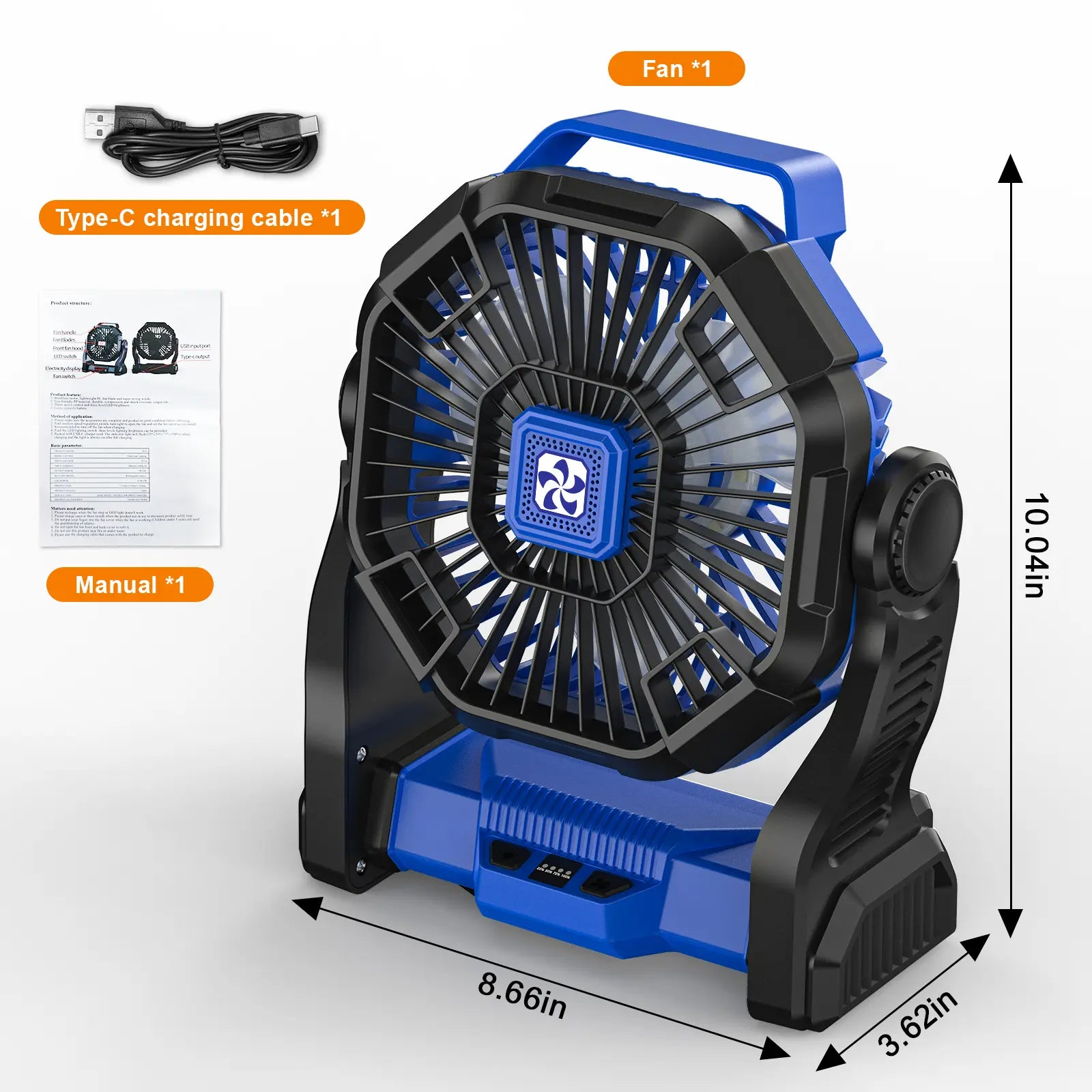 DOVILUXE 20000Mah 3-In-1 Rechargeable Camping Fan – LED Light, Power Bank & 360° Rotating 4-Speed Fan – Perfect for Camping, Travel & Emergency Use!