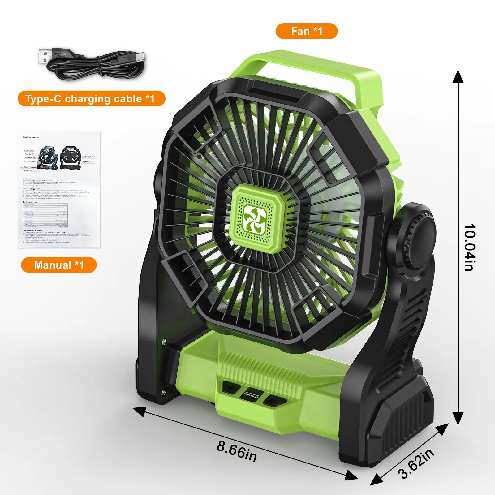 DOVILUXE 20000Mah 3-In-1 Rechargeable Camping Fan – LED Light, Power Bank & 360° Rotating 4-Speed Fan – Perfect for Camping, Travel & Emergency Use!