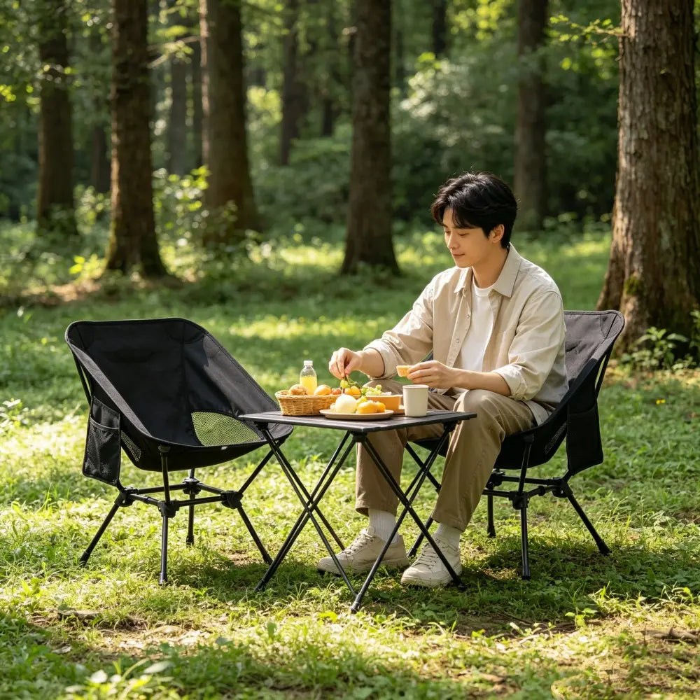Folding Camping Chair, Lightweight Foldable Chair, Portable Lightweight Moon Chair with Carry Bag, Compact Outdoor Chair for Camping, Hiking & Picnic