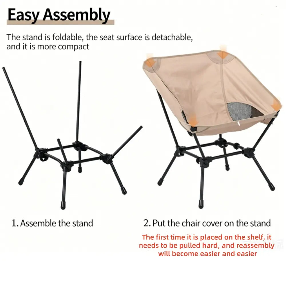 Folding Camping Chair, Lightweight Foldable Chair, Portable Lightweight Moon Chair with Carry Bag, Compact Outdoor Chair for Camping, Hiking & Picnic