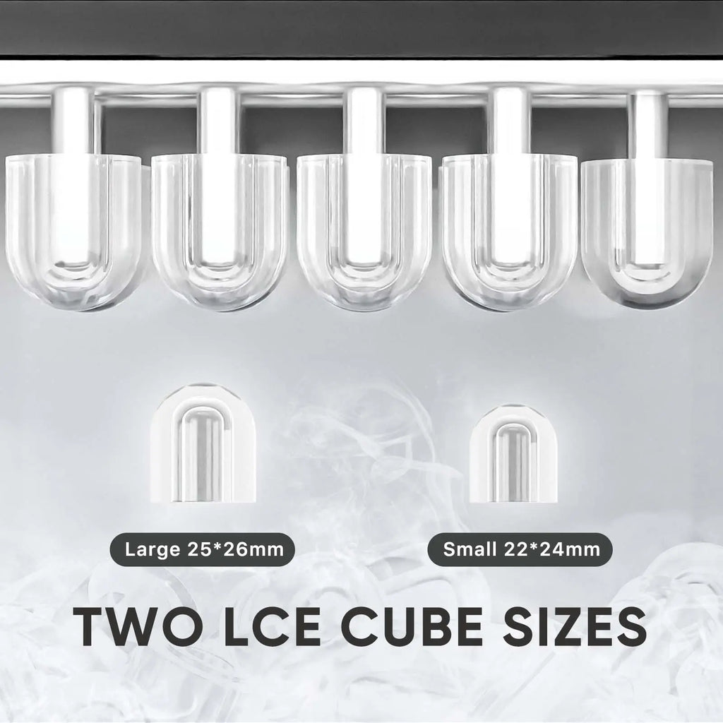 Bullet Ice Machine - Portable Compact Countertop Maker, Self-Cleaning, Quick-Freeze, 26.5Lbs/Day Production, 9 Cubes in 6 Mins, 2 Cube Sizes, Includes Ice Scoop & Storage Basket