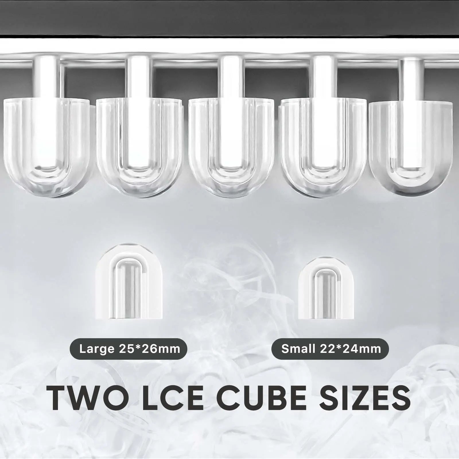 Bullet Ice Machine - Portable Compact Countertop Maker, Self-Cleaning, Quick-Freeze, 26.5Lbs/Day Production, 9 Cubes in 6 Mins, 2 Cube Sizes, Includes Ice Scoop & Storage Basket