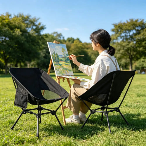 Folding Camping Chair, Lightweight Foldable Chair, Portable Lightweight Moon Chair with Carry Bag, Compact Outdoor Chair for Camping, Hiking & Picnic