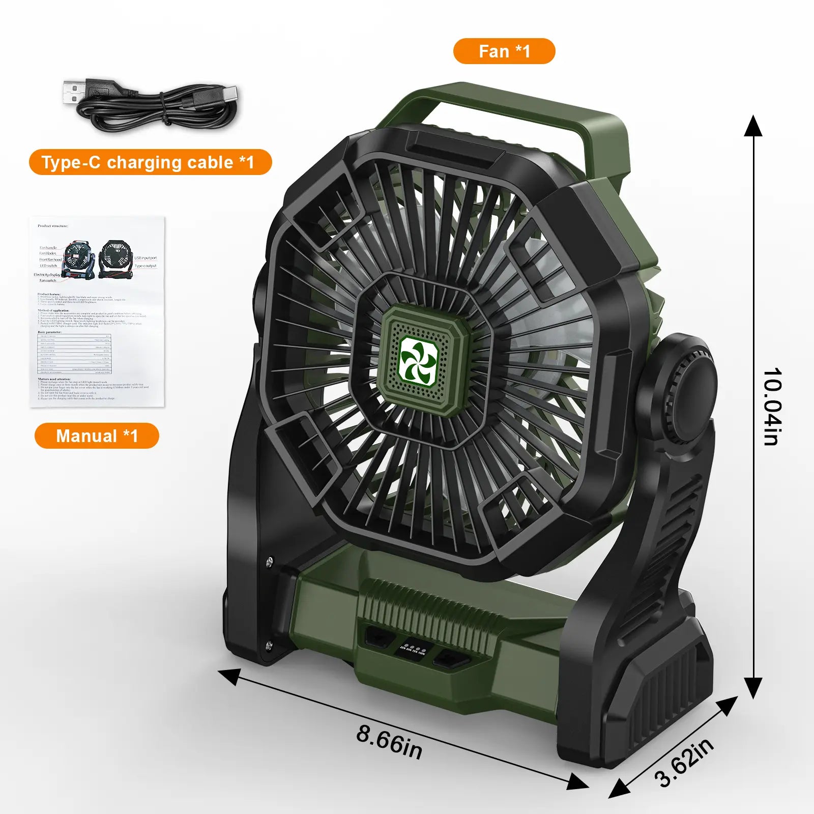 DOVILUXE 20000Mah 3-In-1 Rechargeable Camping Fan – LED Light, Power Bank & 360° Rotating 4-Speed Fan – Perfect for Camping, Travel & Emergency Use!
