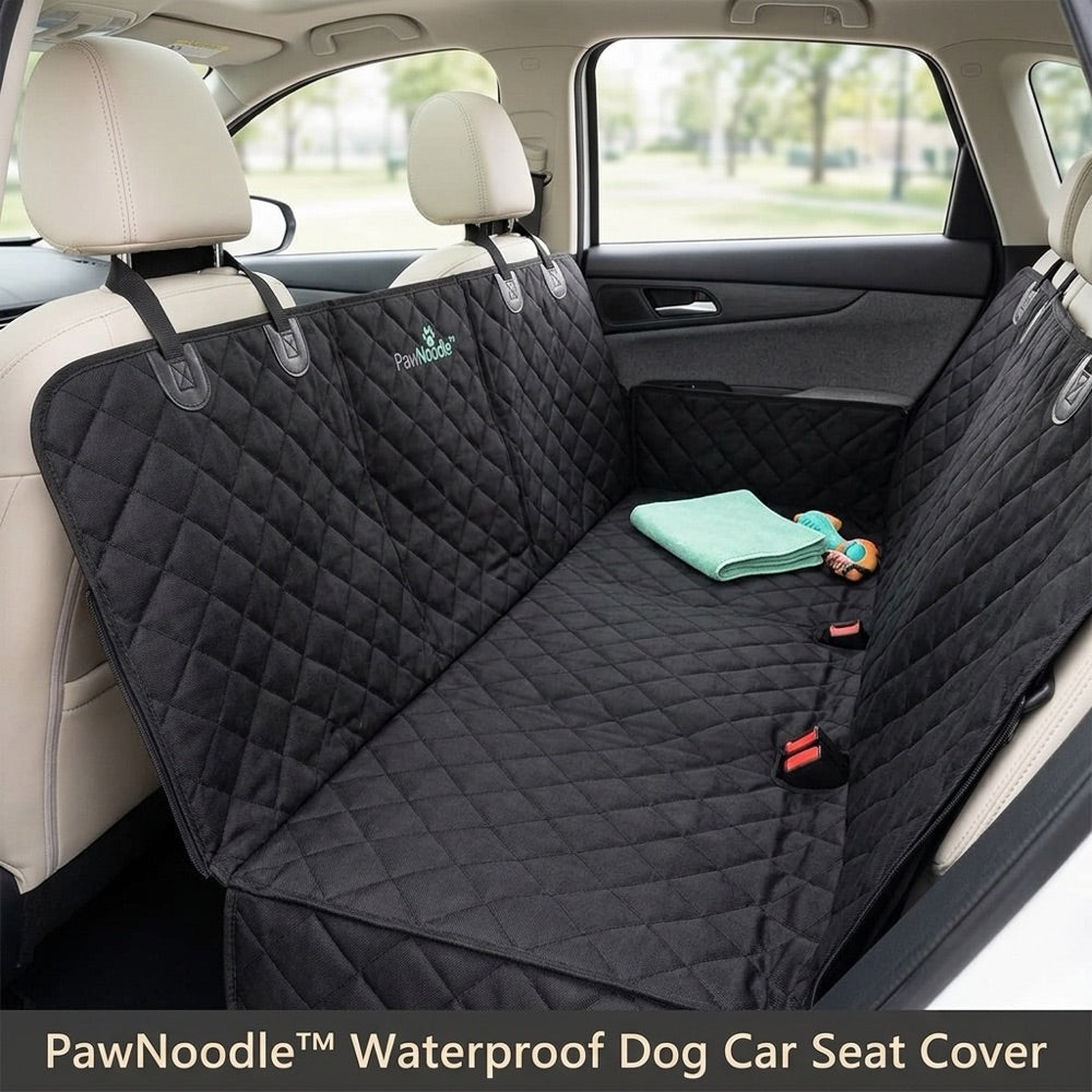 PawNoodle waterproof dog car seat cover installed as a hammock